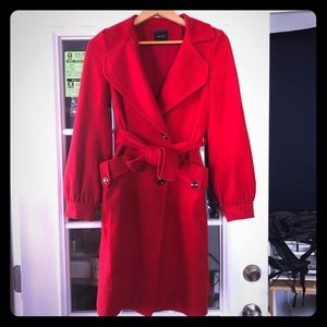 Blu.pepe red wool belted coat